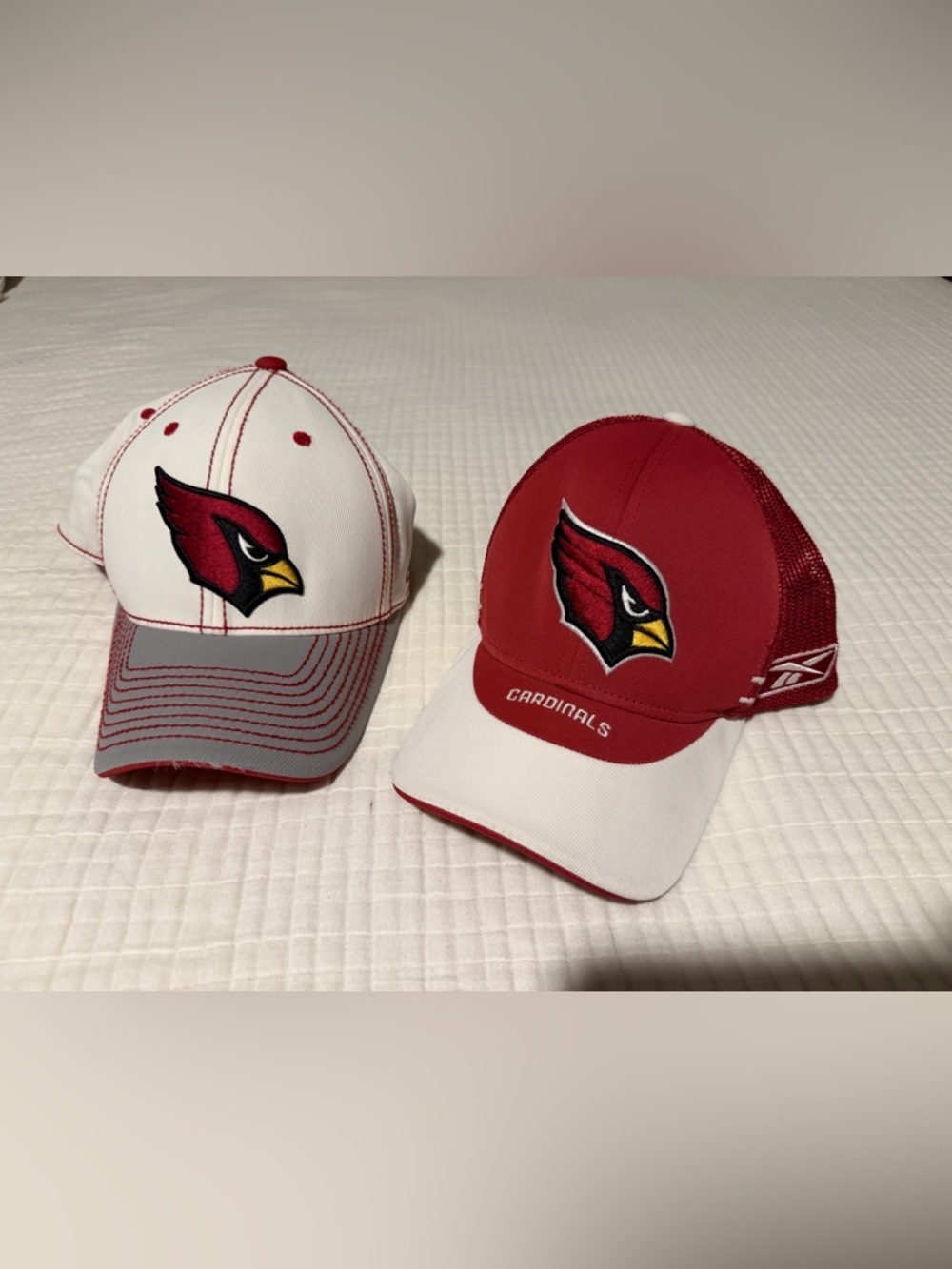 Lot of 2- NFL White and Red Arizona CardinalsTeam Caps